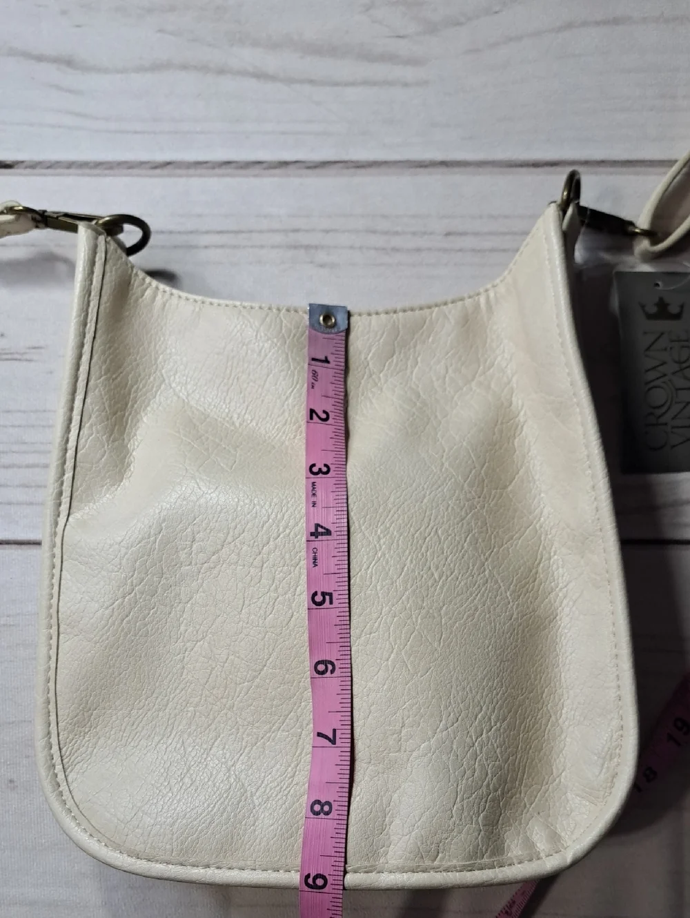 Crown Vintage Cream Crossbody Bag